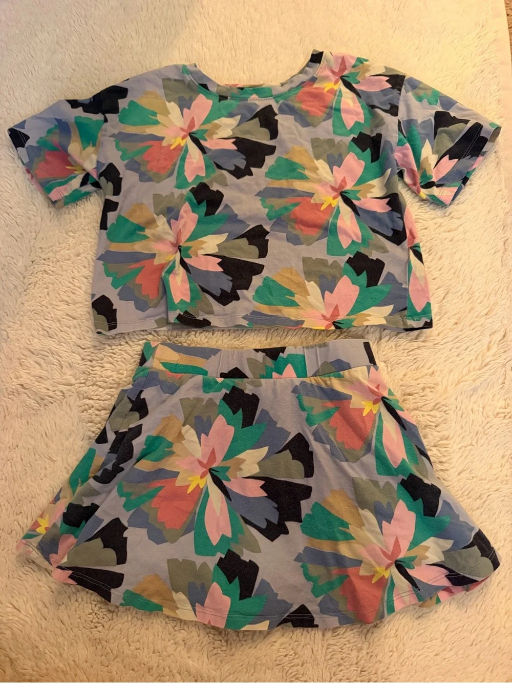 GAP Girls Floral Two-Piece Skirt Set - Light Blue, Pink, Green